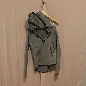 Gray Zip-Up Hoodie with Black Trim